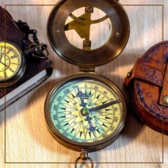 Personalized Custom Engraved Working compass with leather case, Gift for Husband