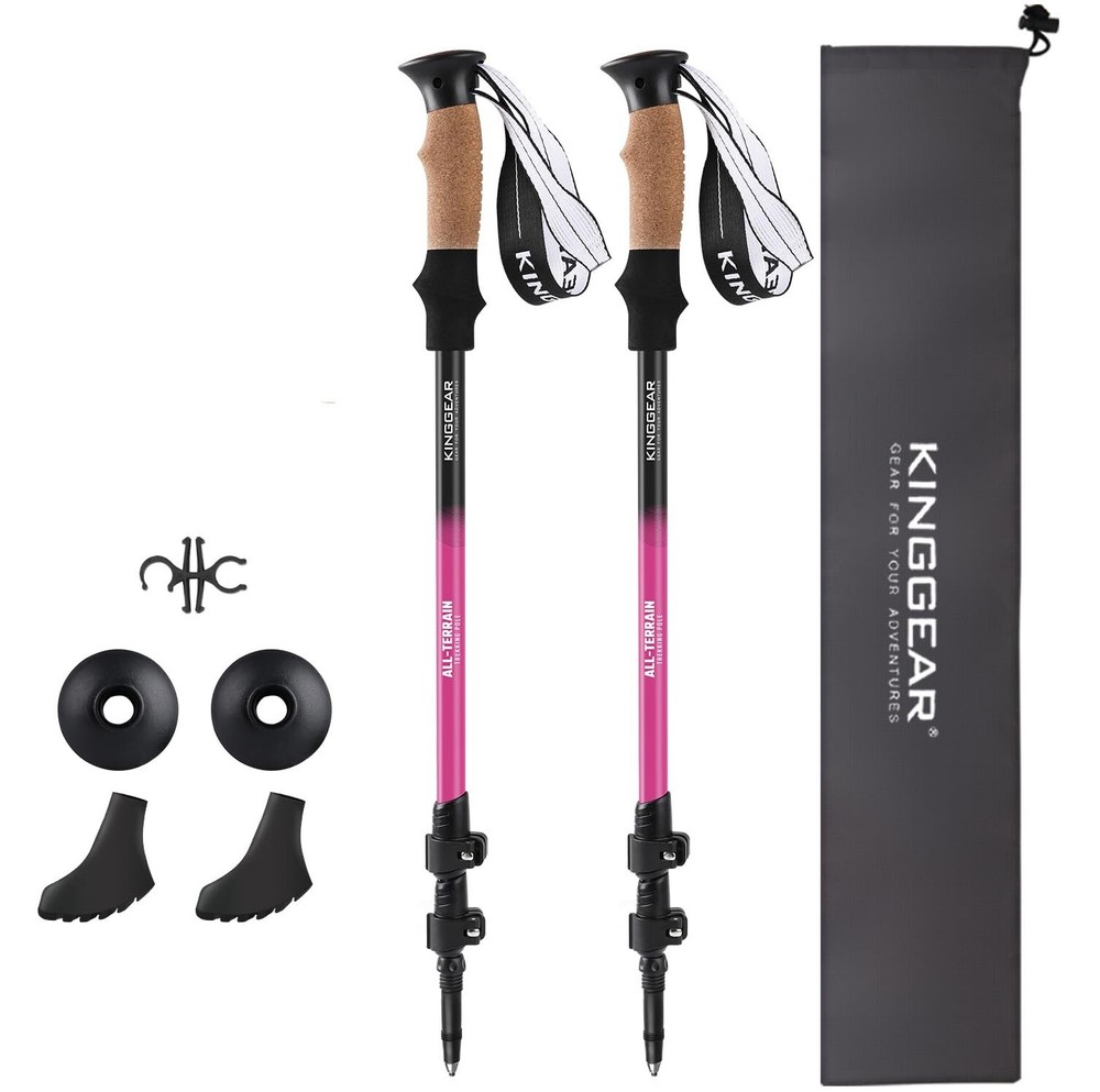 Kinggear Aluminum Walking Sticks (Pink) with Carrying Case