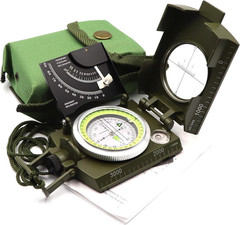 Military Compass Metal Lensatic Compass with Inclinometer, Night Fluorescent, Im