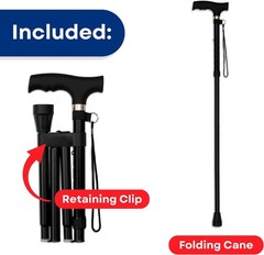 Lightweight Aluminum Folding Cane – Adjustable Height – Collapsible 11″