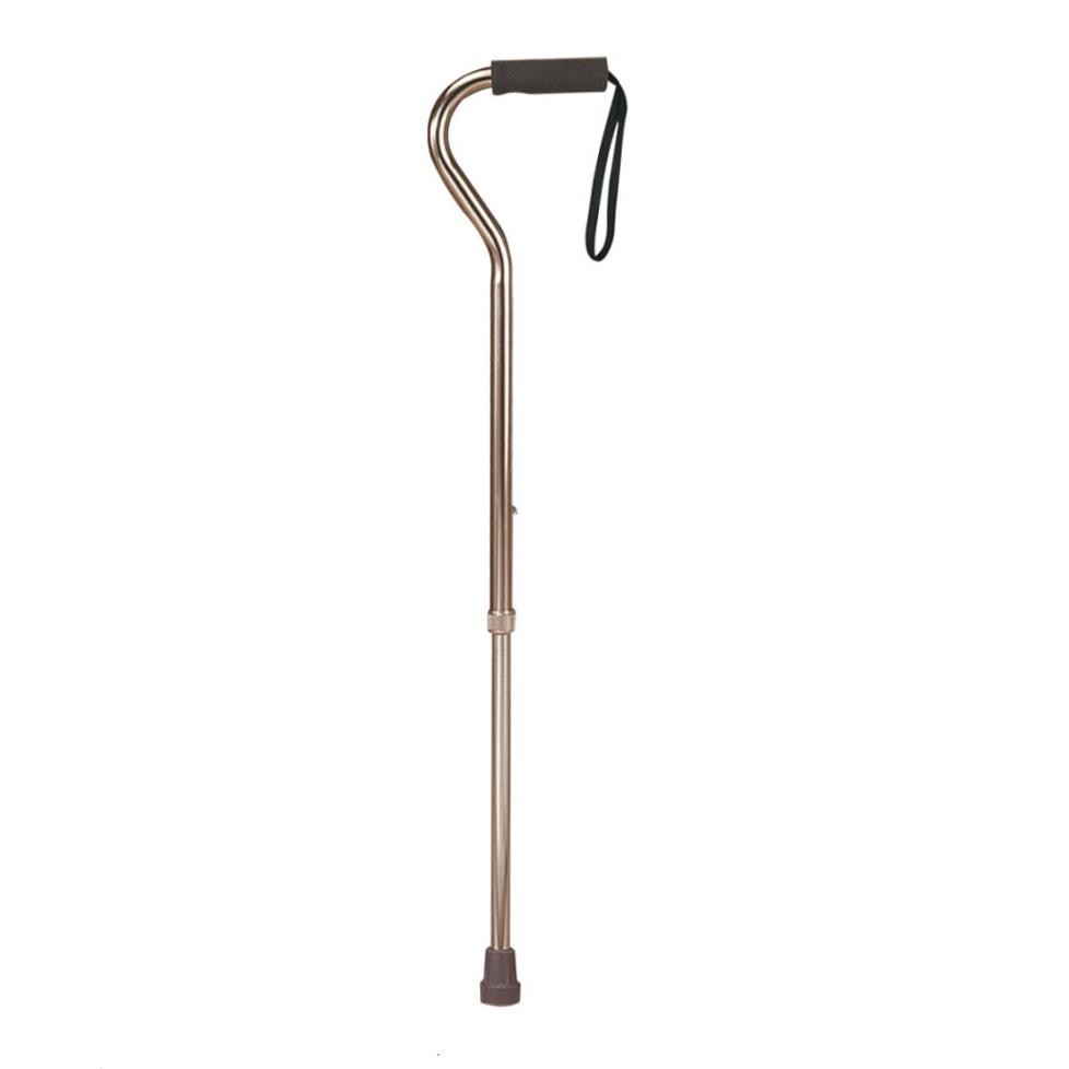 CA018US Offset Foam Handle Aluminum Cane Bronze W/ Wrist Strap KX Medical