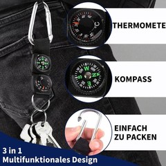 2 Pack Compass Keychain with Thermometer, Multifunctional Outdoor N…