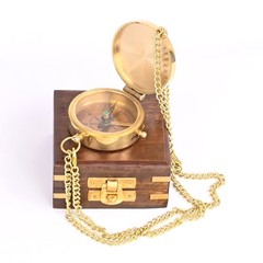 Brass Compass Engraved Religious Scripture Joshua 19 Baptism Wood Box Gift