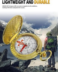 Compass Golden Heirloom Quality Scout Gift for Hiking Camping Navigation Explore