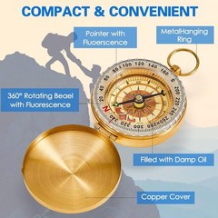 12 Pcs Kids Camping Survival Compass Glow in The Dark Metal Pocket Compass fo…