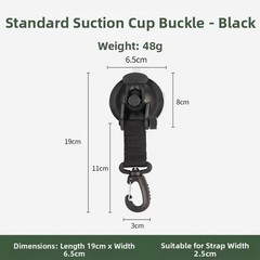 Car Roof Suction Cup Hooks for Camping Tent with Adjustable Strap and Hook