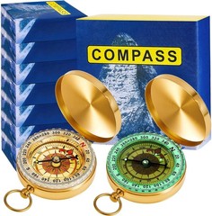 12 Pcs Kids Camping Survival Compass Glow in The Dark Metal Pocket Compass fo…