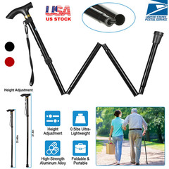 1Pc Walking Cane Aluminum Alloy Walking Stick Adjustable Folding Travel Hiking S