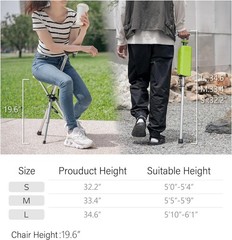 Ta-Da Chair, Portable Trekking Hiking Pole, Folding Walking Stick with Seat, …