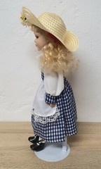 Porcelain Doll 40cm Collector Doll with Hat Dress Complete Vintage Decor