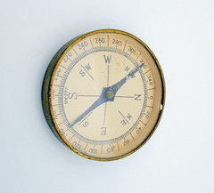 Vintage 60’s Brass Direction Compass Made In Japan 1.78” Mirrored Hiking