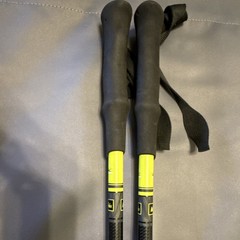 GABEL Carbon Powerlock Trekking Poles Pair Black Yellow Adjustable Foam Grip