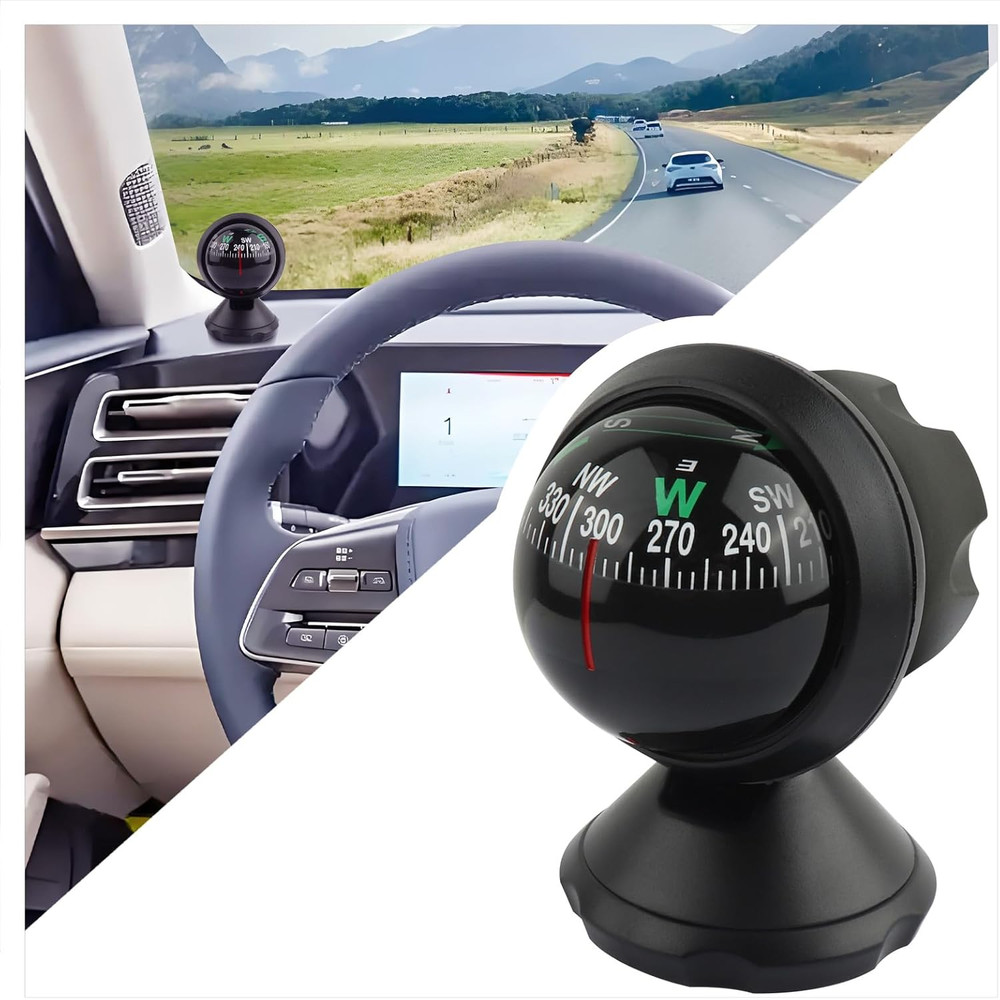 Car Compass Ball Adjustable Mount Night Vision Luminous Dashboard Navigation SUV