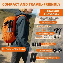 Collapsible Trekking Poles for Hiking – Lightweight Foldable Hiking Poles, 2 …