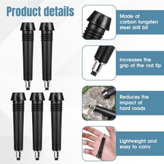 5 Pack Trekking Pole Carbide Tips Universal Hiking Rod End Tip Replacement Walki