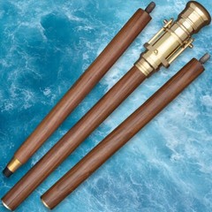 Brass Telescope and Walking Stick | 3-Piece Break-Down Design | 37″ Overall