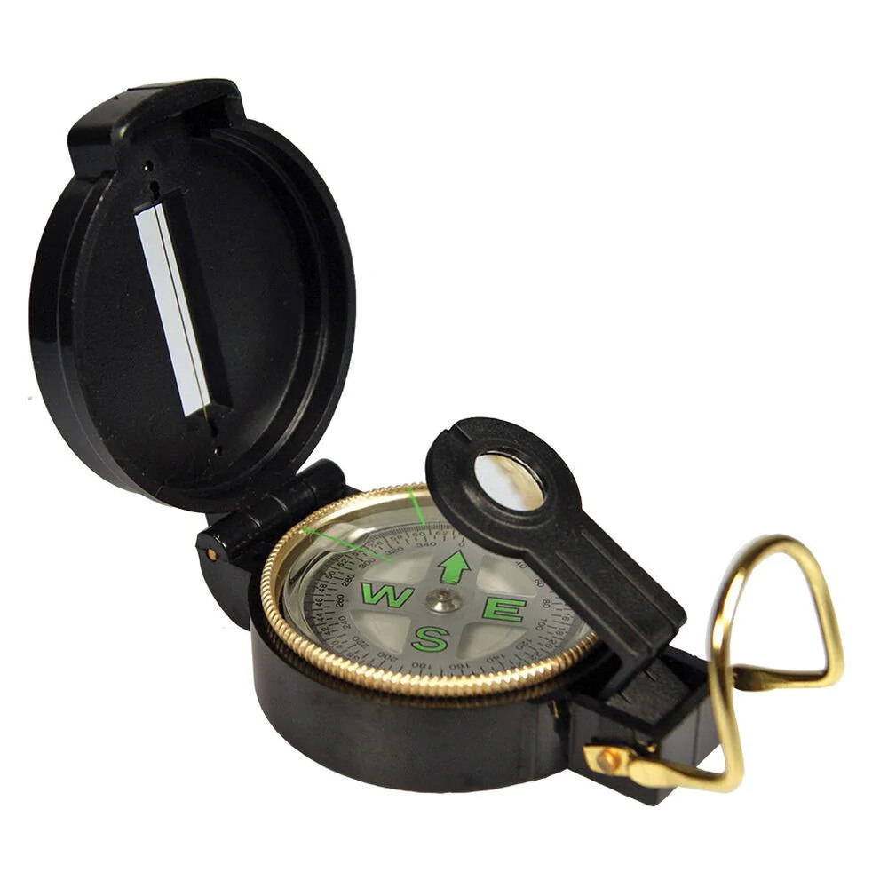2″ Black Plastic Body Lightweight & Compact Lensatic Compass