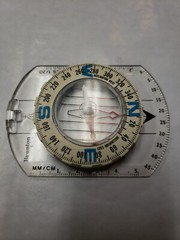 Vintage BRUNTON USA Compass 1991 Clear Blue Letters White No Batteries Needed