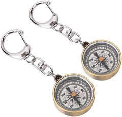 Keychain Compass, Pack of 2 Vintage Style Zinc Alloy Pocket Compass Navigatio…