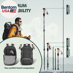 Nordic Walking Stick, TP1 Hiking Poles Retractable Lightweight 7075 Aluminum, Tr