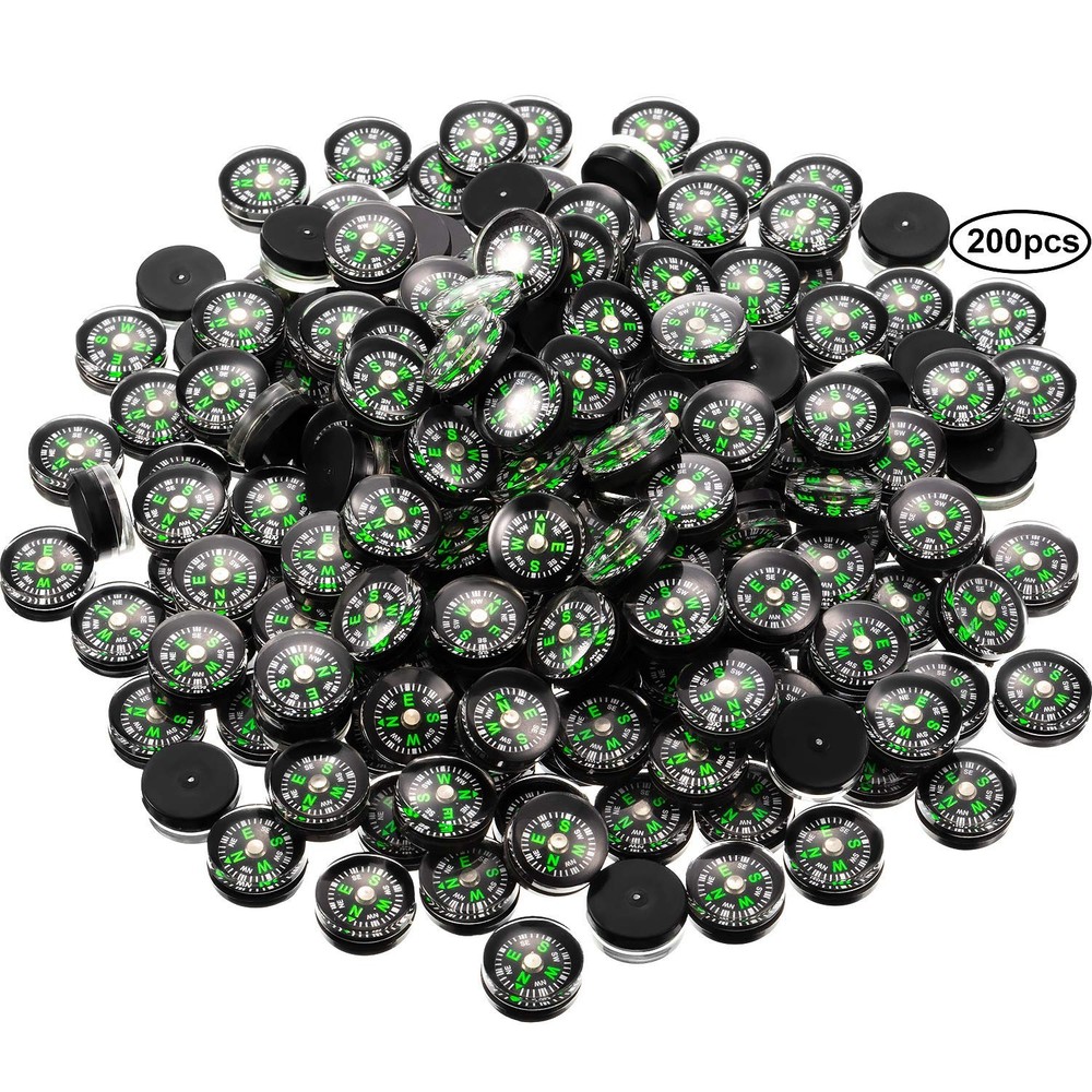 200 Pieces Button Compass Mini Black Survival Oil Filled for…