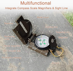 Multifunctional Military Compass, Amy Green, Waterproof and Shakeproof, Compass