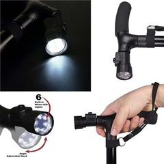 2 Pack Folding Walking Cane 5-Level Adjustable LED Light Travel Camping Hiking