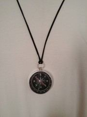 Map Scale Compass Leather Necklace Pocket Outdoor Hike Guide Survival Navigation