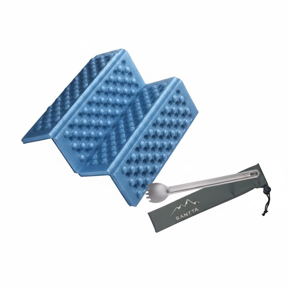 Titanium Spork & Waterproof Folding Seat Pad –Camping, Hiking, Outdoor Gear