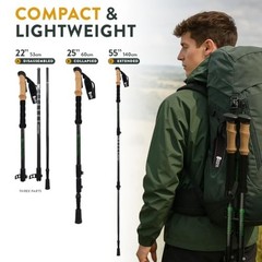 Ultra Lightweight 100% Carbon Fiber Trekking Poles – Collapsible Hiking Sticks w