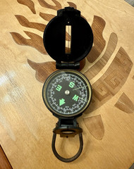 Engineer Black Lensatic Sighting Hiking Compass w/ Flip Cover & Lanyard Ring