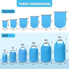 Dry Bag Set, Waterproof Small Lightweight Dry Bags for Paddle 20L 2Pack Blue
