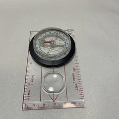 MAP COMPASS, Magnifier, Measuring Tool, No Lanyard. Good Condition.