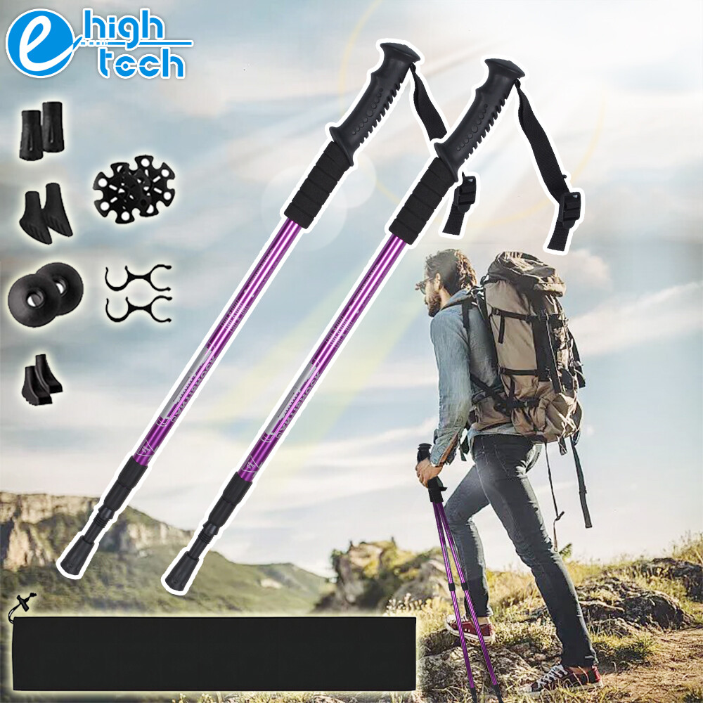 2X Hiking Trekking Poles Walking Sticks Nordic Anti-Shock Telescopic Alpenstock