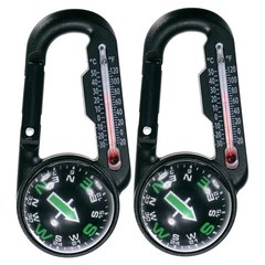Keychain Compass [2PCS] – Small Pocket Magnetic Compass and Thermometer Buckl…