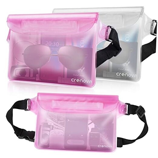 Waterproof Pouch IP68 Beach Accessories Fanny Pack with Waist Pink & Clear