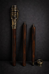 Victorian Style Brass Telescope Handle Walking Cane Wooden Shaft Collectible
