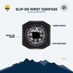 Sun Company Slip-On Wrist Compass – Easy-To-Read Compass for Watch Band or Parac