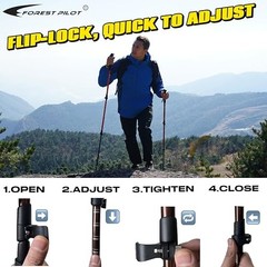 Trekking Poles – Lightweight 7075 Aluminum with Flip Lock & All EVAGrip-Red