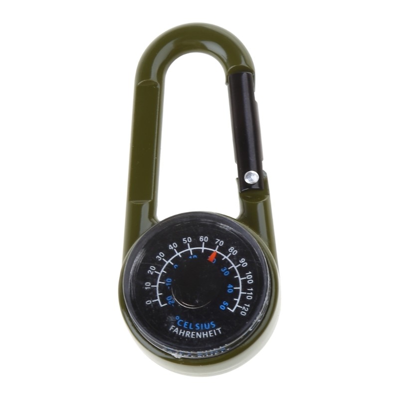 Multifunctional Carabiner with Builted-In Thermometers Outdoor Hook Compasses