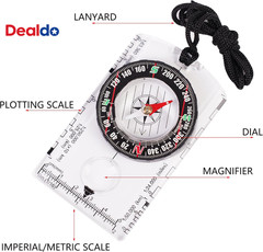 4 Pcs Outdoor Compass with Adjustable Declination,Magnifier,Ruler,Scale. Multifu