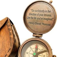 Brass Compass with “Go Confidently in the Direction of Your Dreams” Quote by Tho