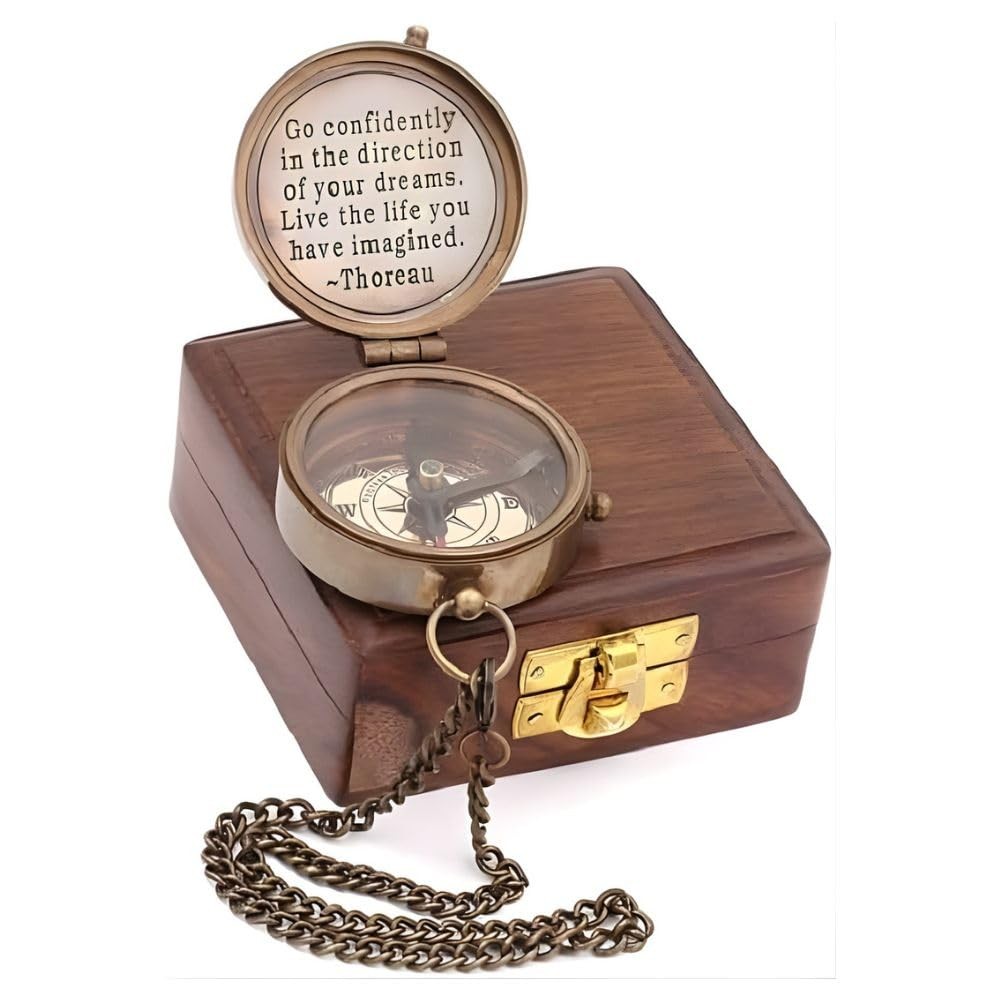 Solid Brass Compass | Antique Nautical Design with Thoreau
