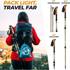 Lightweight Carbon Fiber Trekking Poles Adjustable Hiking Gear Compact Portable