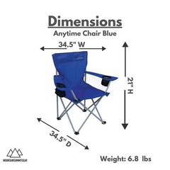 MOUNTAIN SUMMIT GEAR Anytime Chair for Camping, 35 x 34.5 x 21 inches, Blue