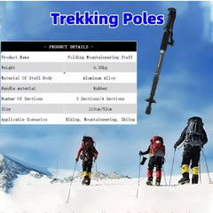Ultralight Foldable Trekking Poles Shock Absorb Hiking Camping 110cm
