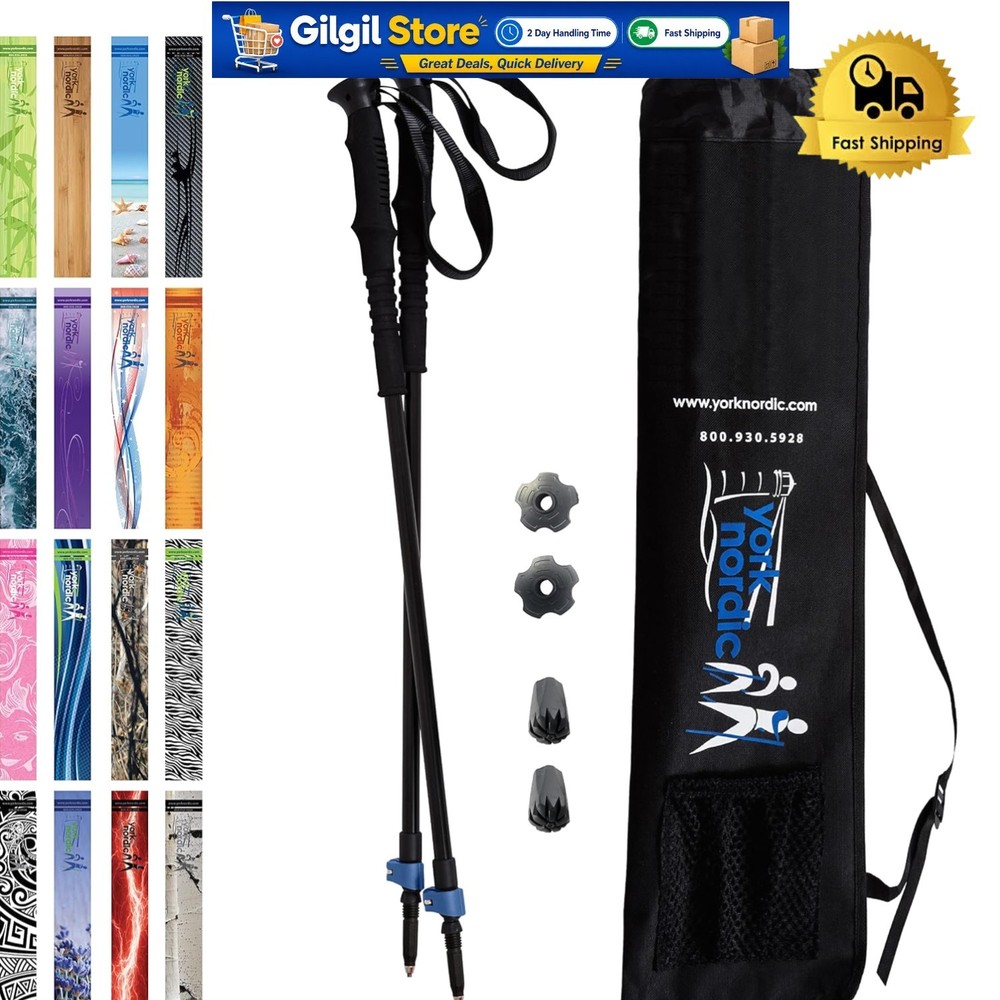 Ergonomic Cushion Grip Hiking Poles with Travel Bag – Fits Heights 5’4″-6’2″