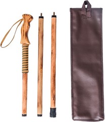 3-Pc Detachable Hardwood Walking Stick Pine Handle with Compass (Nature Color, 5