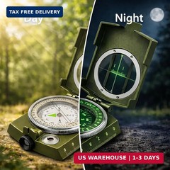 Military Lensatic Compass, Hiking Compass for Survival – Water-Resistant Navy