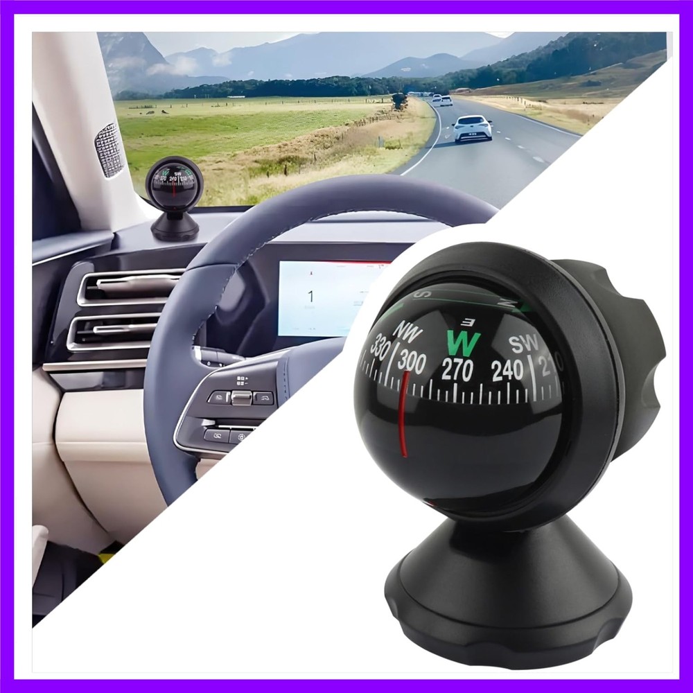Compass for Car with Bottom Stick Car Compass Ball,Adjustible and Night Vision C